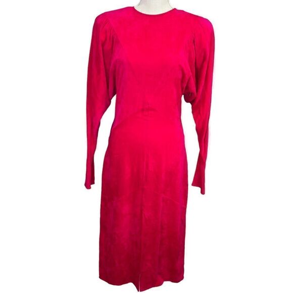 NEW Isabel Marant Venia Corduroy Midi Dress Fuschia Hot Pink Size 36 Small - Picture 3 of 16